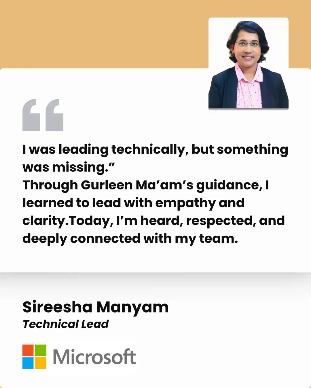 Sireesha Manyam testimonial
